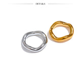 18K Gold Plated High Quality Stainless Steel Twisted Round Simple Daily Ring