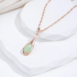 Luxury 14K Rolled Rose Gold AAA Zircon Green Emerald  Drop Pendant Necklace - Vintage Style Fine Jewellery