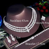 New Famous Brand 4PCS Shiny White AAA+ Zircon Diamonds 3 Layers Luxury Bridal Wedding Jewellery Set For Women - The Jewellery Supermarket