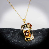 Exquisite Geometric AAA Zircon Diamond Hollow Flower Handmade Enamel Pendant