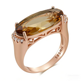 14K Gold Filled Brown Blue Red Grey Oval AAA Zircon Crystals Luxury Big Rings