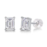 Super 18K Gold Plated Emerald Cut 6*8MM GRA Moissanite Diamonds Silver Stud Earrings for Women Fine Jewellery