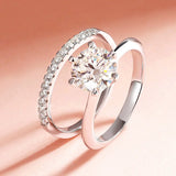 Fine 0.23-2 Carat VVS1 D Colour Moissanite Diamond Wedding Stackable Silver Ring
