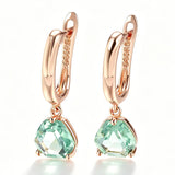 14 Karat Rolled Gold Unique Green AAA Zircon Crystals Fashion Drop Earrings Fine Jewellery