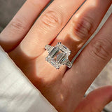 1/2/3/4CT Emerald Cut Full Moissanite Diamond Rings Silver GRA Certified Three Stones Wedding Engagement Jewellery