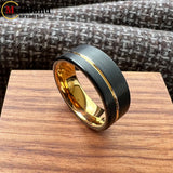 Offset Grooved Brushed Finish 6/8MM Men Women Tungsten Carbide Wedding Rings