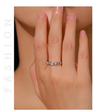 New Design Sterling Silver Double Layer Line Round AAAA Lab Created Diamond Ring