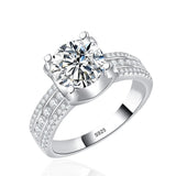 Dazzling 2ct 3ct 5ct D Colour VVS1 Moissanite 925 Sterling Silver Wedding Ring