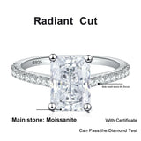 1CT 2CT Emerald,Radiant Cut VVS1 D Colour Moissanite Diamond Silver Engagement Rings