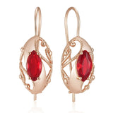 14K Filled Gold Retro Red AAA Zircon Crystal Drop Earrings  Fine Ethnic Jewellery