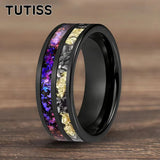 Orion Nebula and Meteorite Gold Foil Inlay 8MM Tungsten Carbide Rings