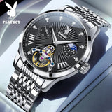 Fashion Luxury Skeleton Luxury Brand High Quality Multifunction Stainless Steel Automatic Mechanical Wristwatches