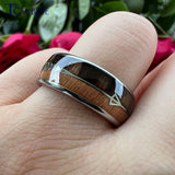 Double Wood And Steel Arrow Inlay 6/8MM Mens Womens Tungsten Carbide Rings
