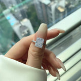 Luxury Silver Jewellery Radiant Cut AAAAA High Carbon Diamond Wedding Engagement 18K Gold Plated Big Rings - The Jewellery Supermarket
