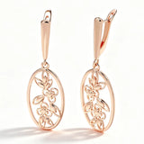Unusual 14 Karat Gold Filled Long Dangle Glossy Hollow Flower Earrings