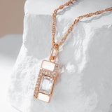 Outstanding Fashion Filled 14K Rose Gold Square AAA Zircon Diamonds Necklace For Women - Luxury Fine Jewellery