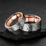 Flat Two Colors Hammered 6/8mm Tungsten Wedding Rings for Men and Women