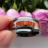 Vintage Koa And Dark Red Wood Inlay Dome 8MM Men Women Tungsten Carbide Rings