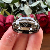 Bright Meteorite Gold Foil Inlay 8MM 18k Gold Colour Tungsten Carbide Wedding Rings