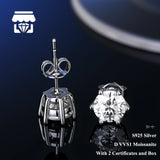 Real Moissanite Earrings 0.5CT 1CT 2CT For Women and Men Fine Jewellery.