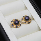 Floral Cluster Real Multicolour Pearls AAA Zircons Silver Stud Gold Colour Earrings