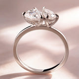 New Design 1.5cttw Toi Et Moi Pear Cut VVS1 D Colour Moissanite Diamond Engagement Ring