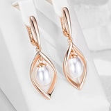 14 Karat Filled Gold Elegant Pearls Long Drop Fashion Wedding Earrings For Women