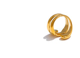 18K Gold Plated New Irregular Stainless Steel Stylish Unique Texture Distinctive Ring