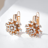 Stunning 14K Gold Filled Shiny AAA Zircon Diamonds Flower Drop Earrings Vintage Jewellery