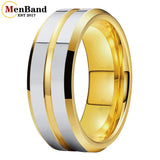 Groove Center Surface and Bevel Polished 6/8mm Tungsten Carbide Men's Women's Rings