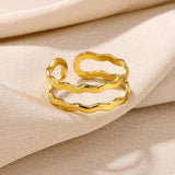 New In Stainless Steel 14K Gold Colour Rings For Women and Girls - Ideal Trendy Fashion Rings, Ideal Gifts - The Jewellery Supermarket
