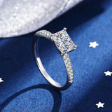 Luxury Horizontal Rectangular Niche Design Silver Moissanite Diamond Silver Ring Fashion High Quality Jewellery
