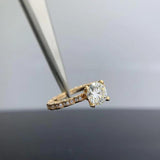 GRA Certified Sparkling 1CT Round Pink Moissanite Diamond Rings for Women Real Silver Wedding Party Fine Jewellery