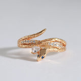 Exquisite Snake Design Filled 14K Rose Gold Women's Rings with AAA Zircon Diamonds - Vintage Party Jewellery