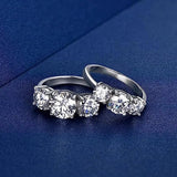 2/4 Carat Moissanite Diamonds 3-Row Ring, Fashionable Design, High-End Luxury Niche 925 Sterling Silver Jewellery