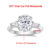 Luxury 3-10 Carat Oval Cut VVS1 D Colour Moissanite Diamond Silver Wedding Ring