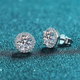 Luxurious D Colour VVS1 1 Carat Moissanite Diamonds Round Earrings - Engagement Wedding Daily Work Party Silver Gifts - The Jewellery Supermarket