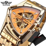 Top Brand Military Triangle Skeleton Automatic Luxury Full Stainless Steel Luminous Mens Sports Mechanical Watches