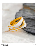 18K Gold Plated Fashion White Enamel Creative Irregular tainless Steel Open Stylish Ring