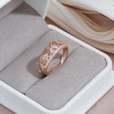 Superb Hollow Crystal Flower 14K Rolled Rose Gold AAA Zircon Diamonds Pave Setting Ring - Fine Vintage Jewellery