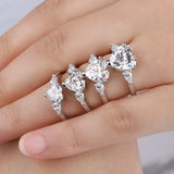 Superb 1/2/3/4CT Heart Cut VVS1 D Colour Moissanite Diamond Engagement Silver Ring
