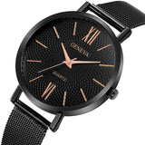 New Arrival Geneva Black Stainless Steel Mesh Band Quartz Wristwatches - Casual Ladies Popular Watches - The Jewellery Supermarket