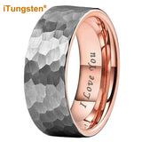 I Love You Stamped 6mm 8mm Tungsten Hammer Ring for Men Women  Comfort Fit