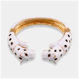 Unique Design Double Leopards Sweet Colorful Cuff Bracelet for Women Girls Gold Plated Fashion Bangle Jewelry Gift