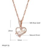 Cute MaMa 14K Rolled Rose Gold AAA Zircon Diamonds Heart Necklace - High Quality Daily Fine Jewellery