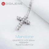 Sparkling 1.1ct 3mmX11 Round Cut D VVS1 Moissanite Diamonds Silver Christian Religious Cross Necklace Fine Jewellery - The Jewellery Supermarket