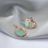 Luxury Snow Green 14K Rose Gold filled AAA Zircon Crystals Drop Earrings For Women - Trendy Jewellery