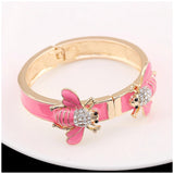 Unique Design Gold Plated with Enamel Double Bees Handmade Colorful Trendy 6 Colours Bracelets Bangles Jewellery - The Jewellery Supermarket