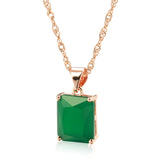 Awesome Dark Green 14K Rolled Rose Gold AAA Zircon Crystal Square Pendant Necklaces For Women Fine Jewellery