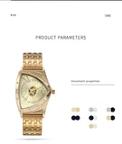 Luxury Brand Triangle Men Sports Quartz Watches For Men - Stainless Steel Golden Waterproof Popular Wrist Watches